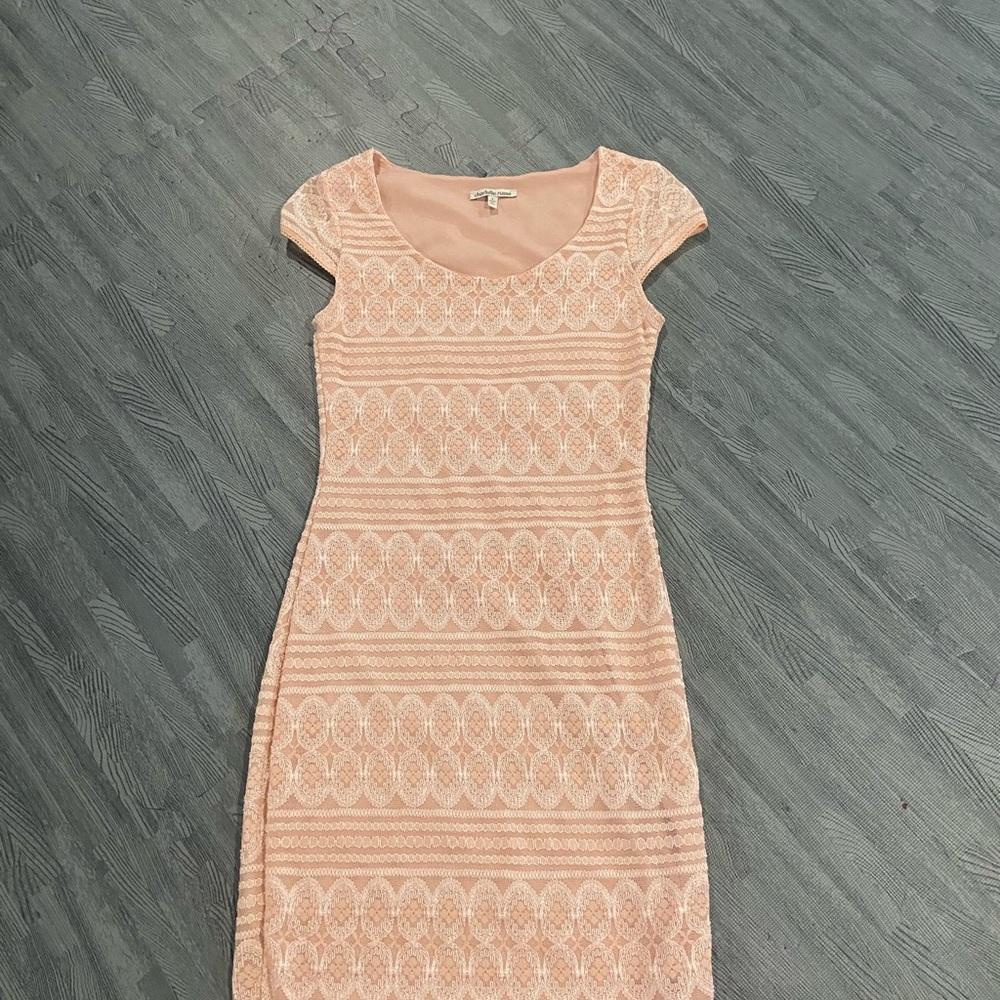 Elegant Peach Lace Dress